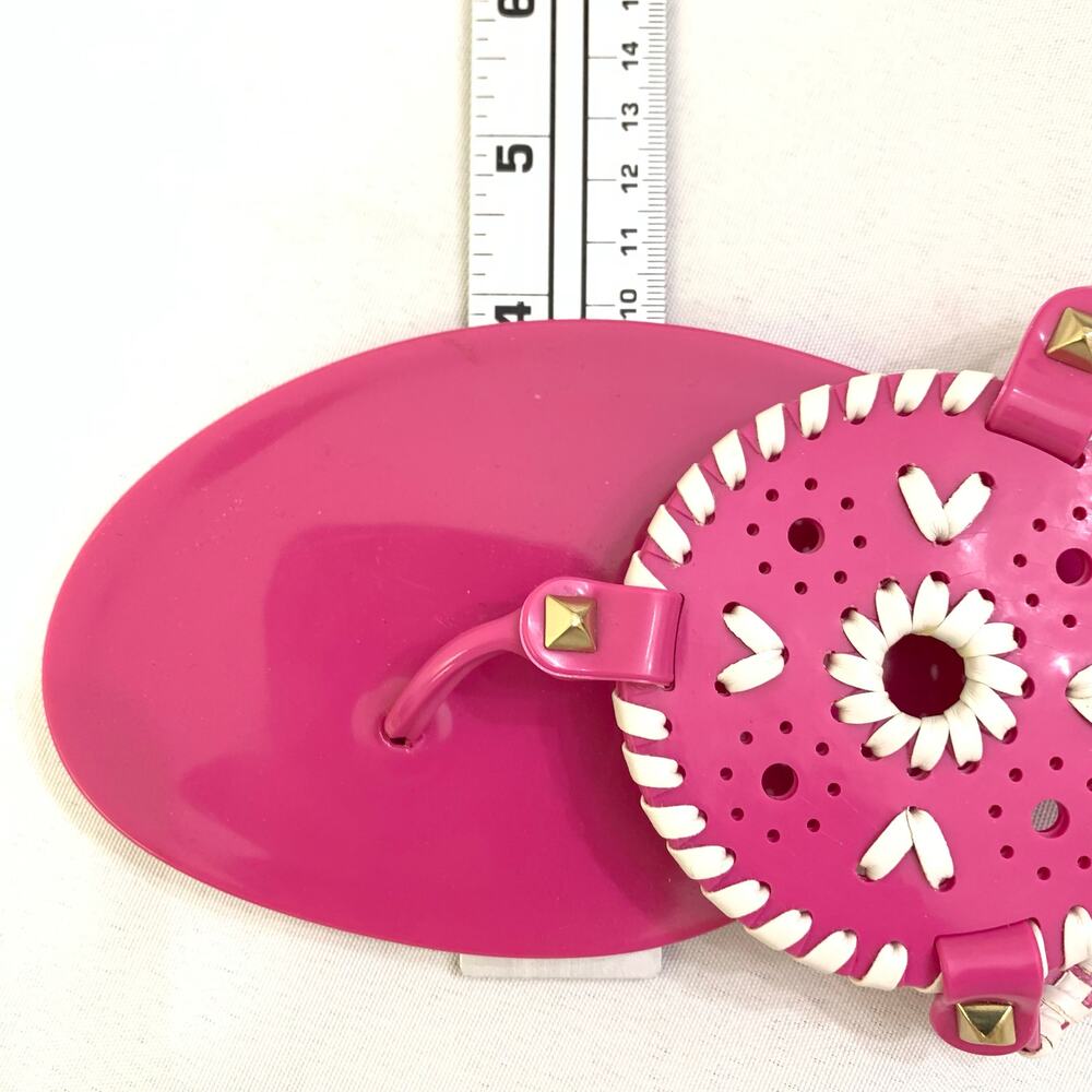 Jack Rogers NWOT Womens Georgica Jelly Sandals Size 9 Bright Pink & White Beachy - Picture 8 of 13